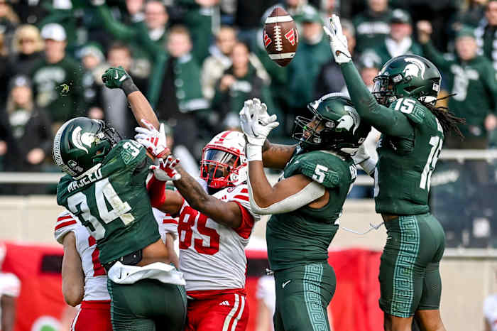 Last play 2023 Nebraska at Michigan State football Jaidyn Doss USATSI_21817254